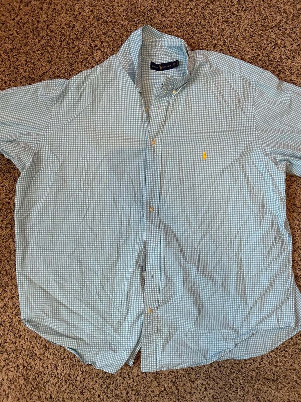 Ralph Lauren Button Down Shirt Size 2XB Blue Gingham Long Sleeve